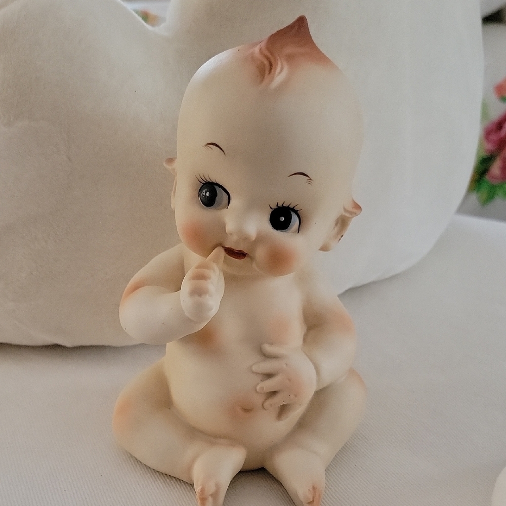 Adorable Cream Figurine Baby Cupid Porcelain Piggy Bank